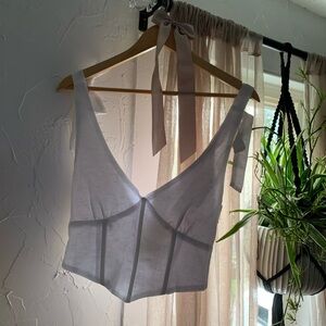 peppermayo corset tie strap linen top